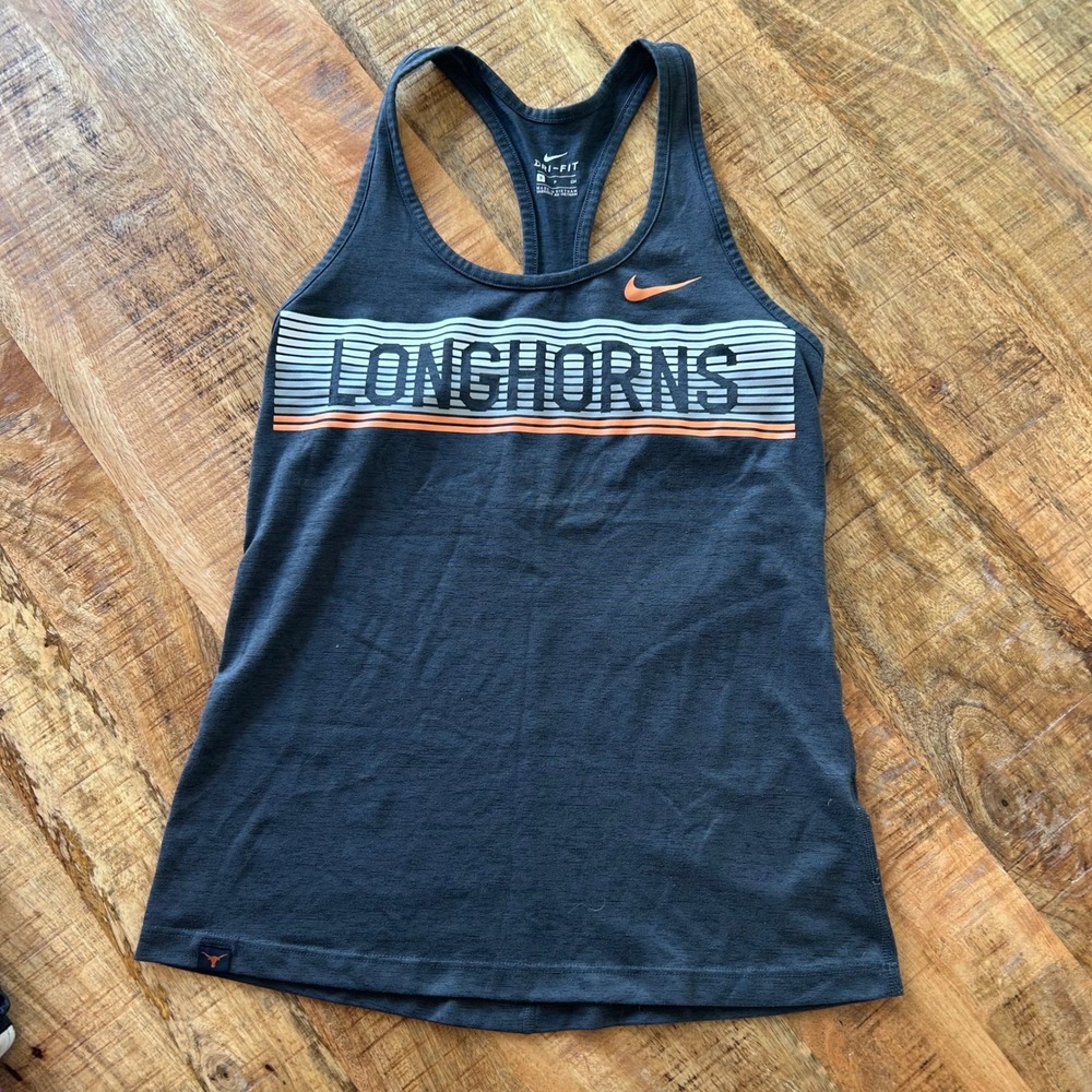 Nike Texas Longhorns Dri-FIT Racerback Tank Top Grey Orange Womens Small